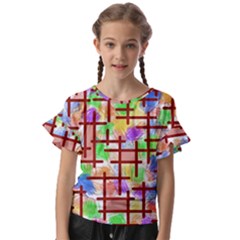 Pattern-repetition-bars-colors Kids  Cut Out Flutter Sleeves