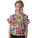 Pattern-repetition-bars-colors Kids  Cut Out Flutter Sleeves View1