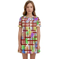 Pattern-repetition-bars-colors Kids  Sweet Collar Dress