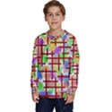 Pattern-repetition-bars-colors Kids  Crewneck Sweatshirt View1