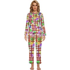 Pattern-repetition-bars-colors Womens  Long Sleeve Lightweight Pajamas Set