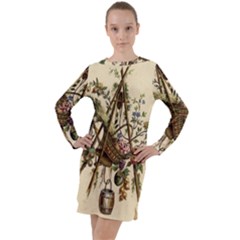 Vintage-antique-plate-china Long Sleeve Hoodie Dress