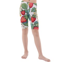 Strawberry-fruits Kids  Mid Length Swim Shorts