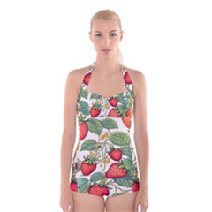 Strawberry-fruits Boyleg Halter Swimsuit 