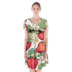 Strawberry-fruits Short Sleeve V-neck Flare Dress