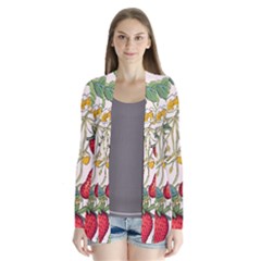 Strawberry-fruits Drape Collar Cardigan