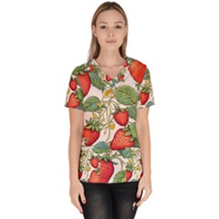 Strawberry-fruits Women s V-neck Scrub Top