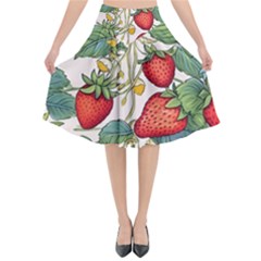 Strawberry-fruits Flared Midi Skirt