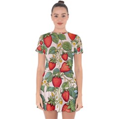 Strawberry-fruits Drop Hem Mini Chiffon Dress