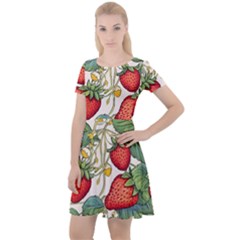 Strawberry-fruits Cap Sleeve Velour Dress  by Maspions