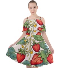 Strawberry-fruits Cut Out Shoulders Chiffon Dress by Maspions