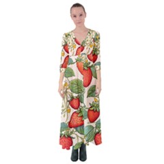 Strawberry-fruits Button Up Maxi Dress