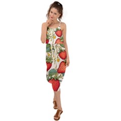 Strawberry-fruits Waist Tie Cover Up Chiffon Dress