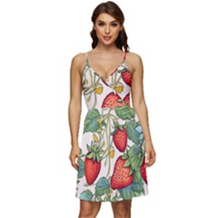 Strawberry-fruits V-neck Pocket Summer Dress 