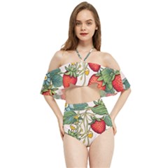 Strawberry-fruits Halter Flowy Bikini Set  by Maspions