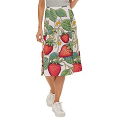 Strawberry-fruits Midi Panel Skirt