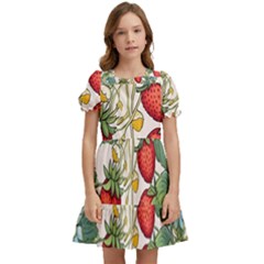 Strawberry-fruits Kids  Puff Sleeved Dress by Maspions