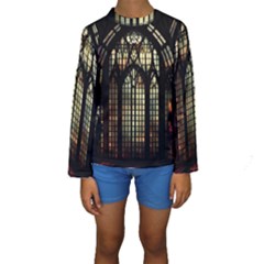 Stained Glass Window Gothic Kids  Long Sleeve Swimwear