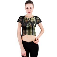 Stained Glass Window Gothic Crew Neck Crop Top