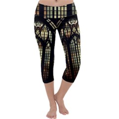 Stained Glass Window Gothic Capri Yoga Leggings