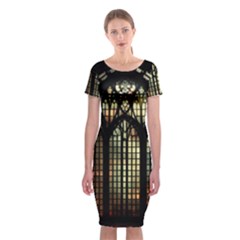 Stained Glass Window Gothic Classic Short Sleeve Midi Dress