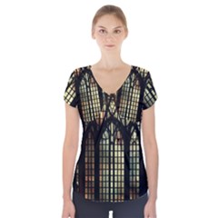 Stained Glass Window Gothic Short Sleeve Front Detail Top