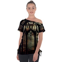 Stained Glass Window Gothic Off Shoulder Tie-up T-shirt