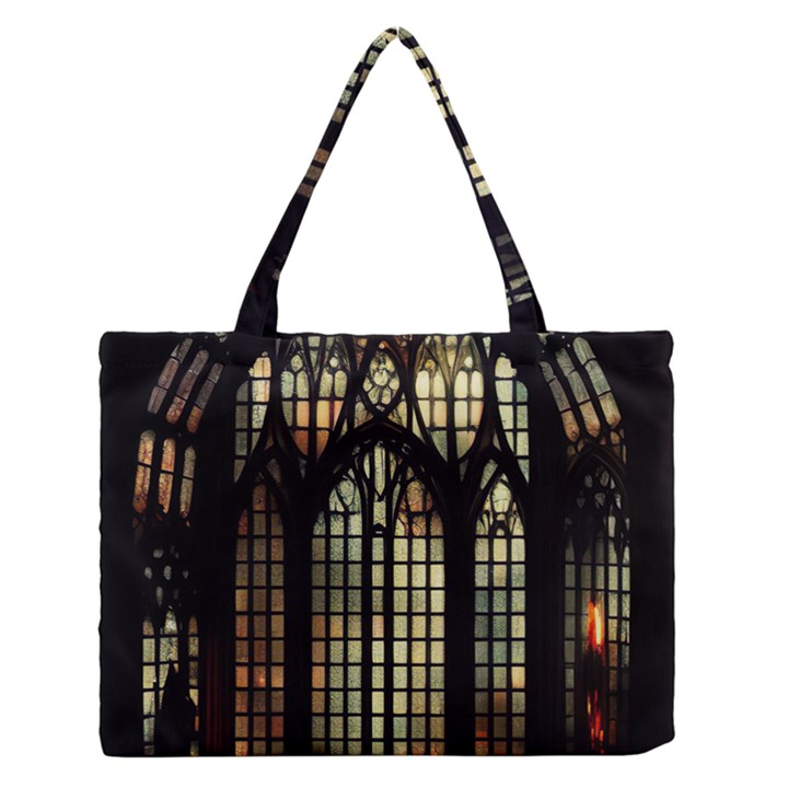 Stained Glass Window Gothic Zipper Medium Tote Bag