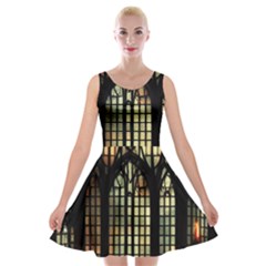 Stained Glass Window Gothic Velvet Skater Dress