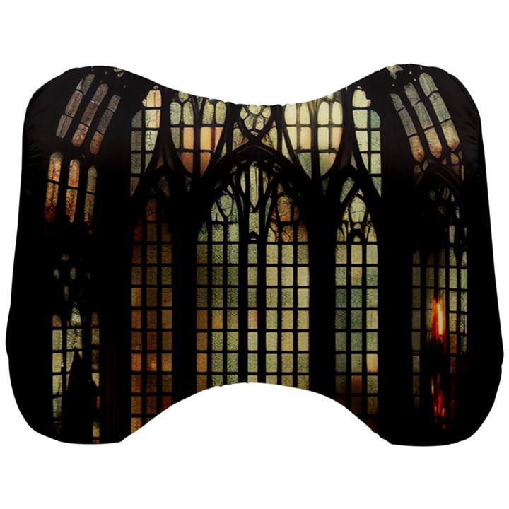 Stained Glass Window Gothic Head Support Cushion