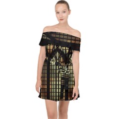 Stained Glass Window Gothic Off Shoulder Chiffon Dress