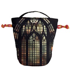 Stained Glass Window Gothic Drawstring Bucket Bag