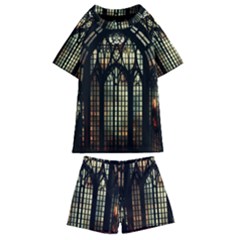 Stained Glass Window Gothic Kids  Swim T-shirt And Shorts Set