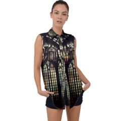 Stained Glass Window Gothic Sleeveless Chiffon Button Shirt