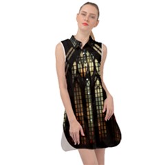 Stained Glass Window Gothic Sleeveless Shirt Dress by Maspions