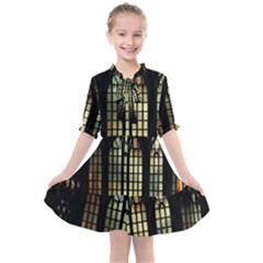 Stained Glass Window Gothic Kids  All Frills Chiffon Dress