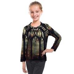 Stained Glass Window Gothic Kids  Long Mesh T-shirt