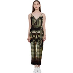 Stained Glass Window Gothic V-neck Camisole Jumpsuit by Maspions