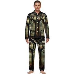 Stained Glass Window Gothic Men s Long Sleeve Velvet Pocket Pajamas Set by Maspions