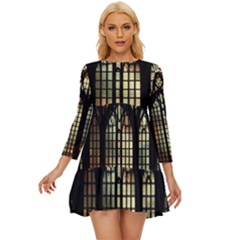 Stained Glass Window Gothic Long Sleeve Babydoll Dress