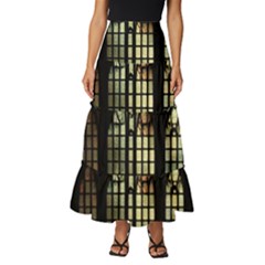 Stained Glass Window Gothic Tiered Ruffle Maxi Skirt