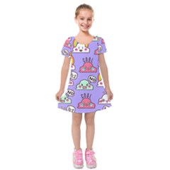 Cloud Seamless Pattern Kids  Short Sleeve Velvet Dress by Apen