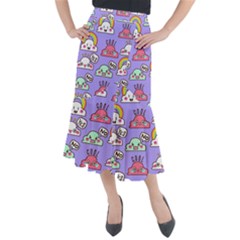 Cloud Seamless Pattern Midi Mermaid Skirt by Apen