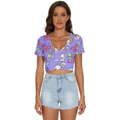 Cloud Seamless Pattern V-neck Crop Top by Apen