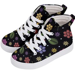 Embroidery Seamless Pattern With Flowers Kids  Hi-top Skate Sneakers by Apen