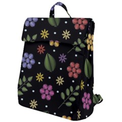 Embroidery Seamless Pattern With Flowers Flap Top Backpack by Apen