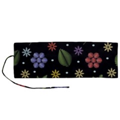 Embroidery Seamless Pattern With Flowers Roll Up Canvas Pencil Holder (m) by Apen