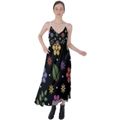 Embroidery Seamless Pattern With Flowers Tie Back Maxi Dress