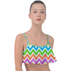 Chevron Pattern Design Texture Frill Bikini Top by Apen