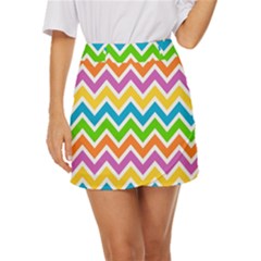 Chevron Pattern Design Texture Mini Front Wrap Skirt by Apen